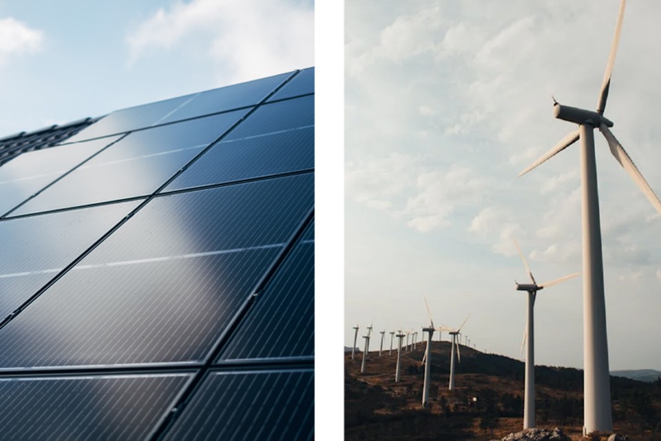 Solar panels used for sustainable production with renewable energy.