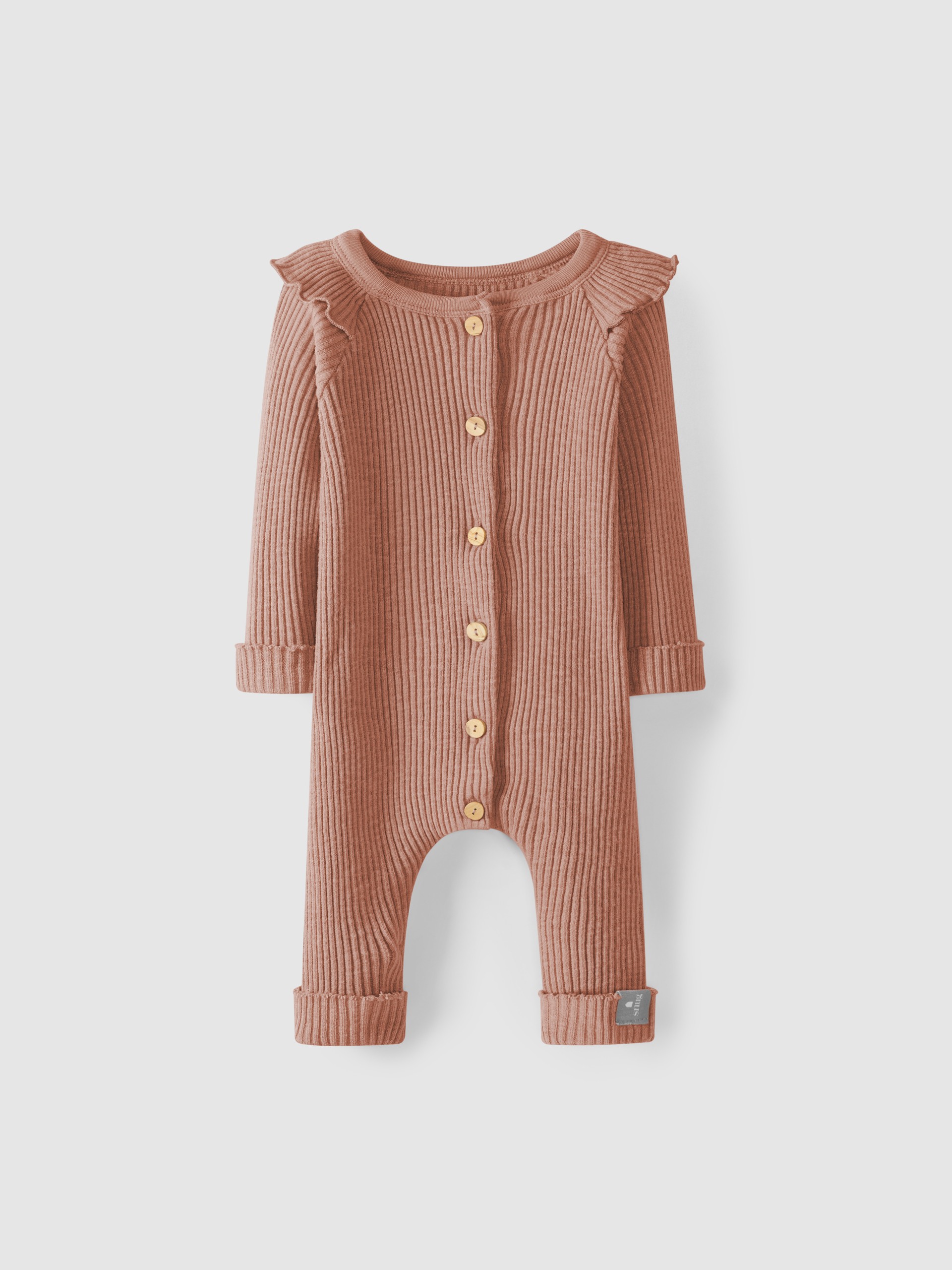 Romper in ribbed jersey with ruffle