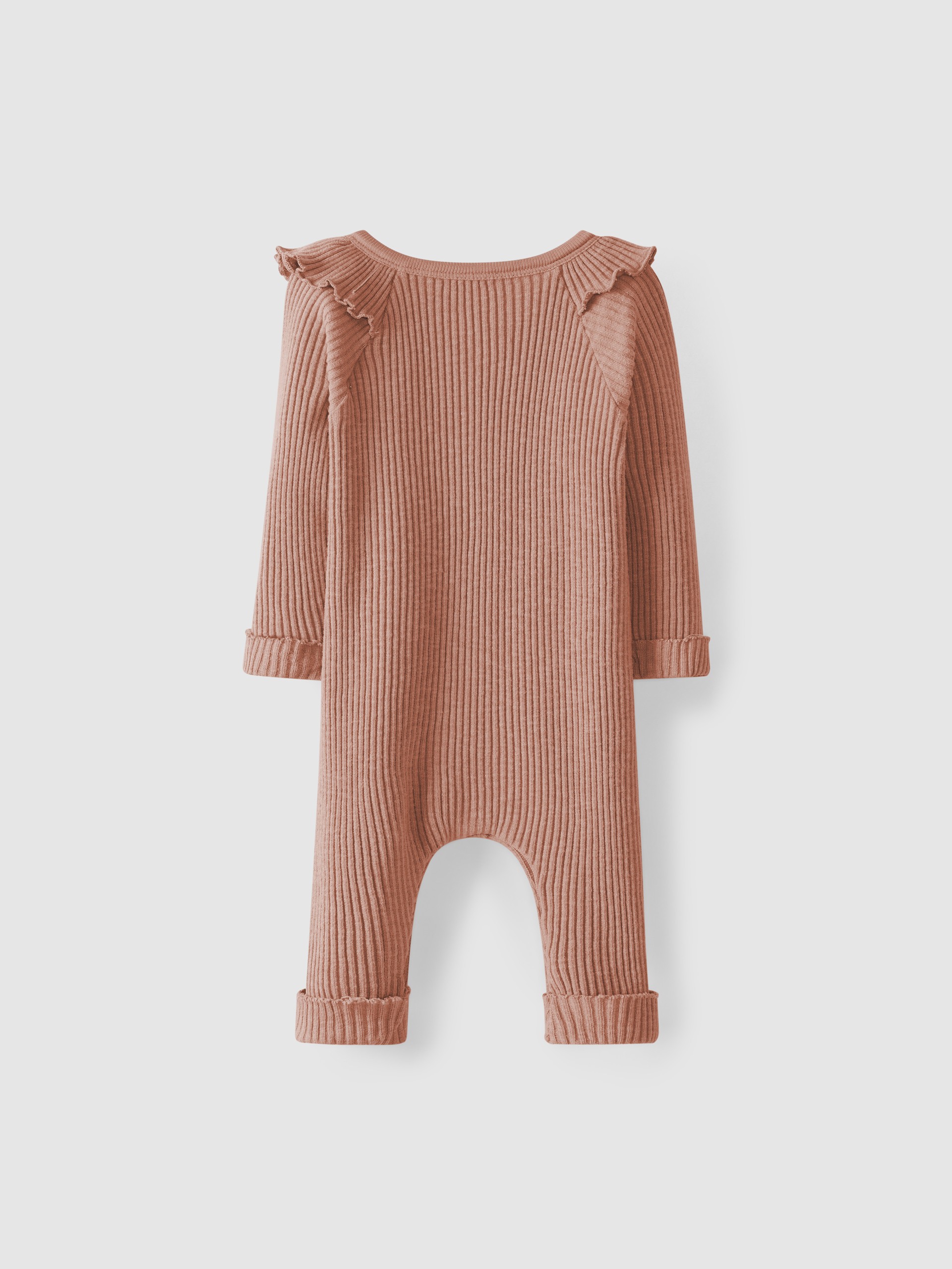 Romper in ribbed jersey with ruffle