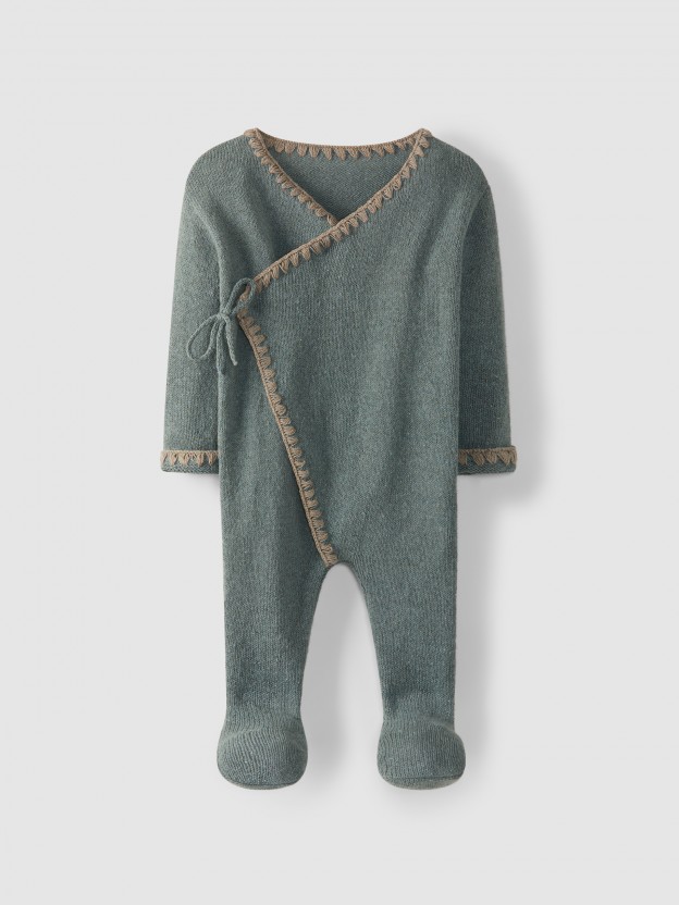 Knitted crossover babygrow