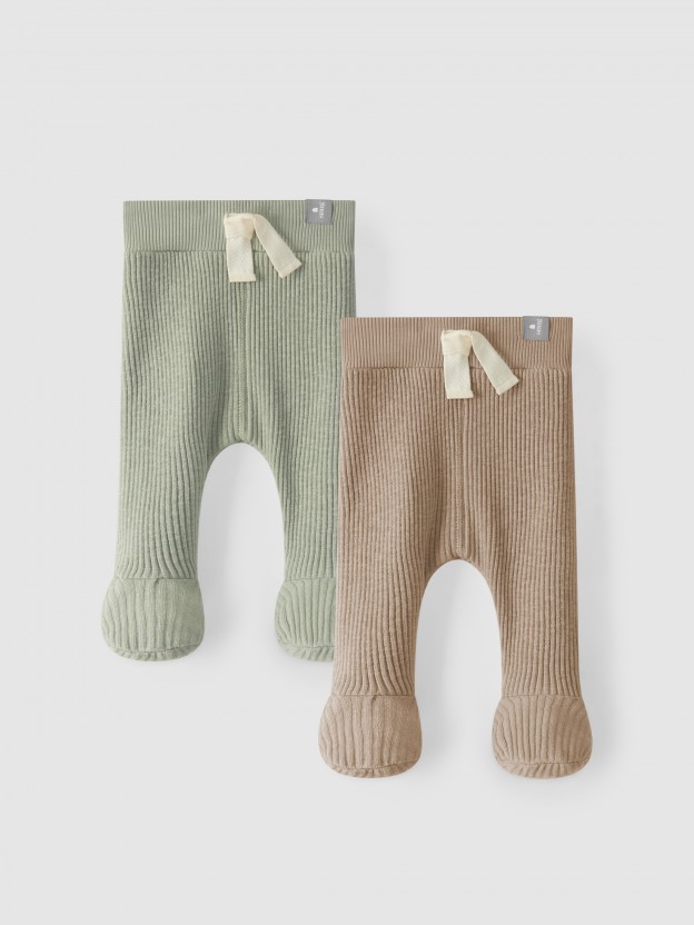 Set of two ribbed jersey pants