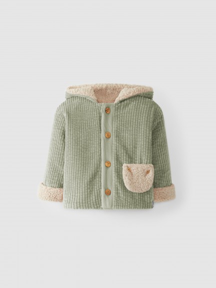 Hooded corduroy jacket
