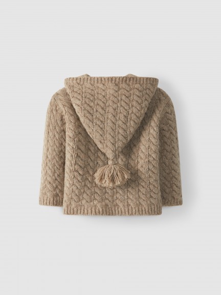 Figure of eight knit stitch cardigan with hood Figure of eight knit stitch cardigan with hood