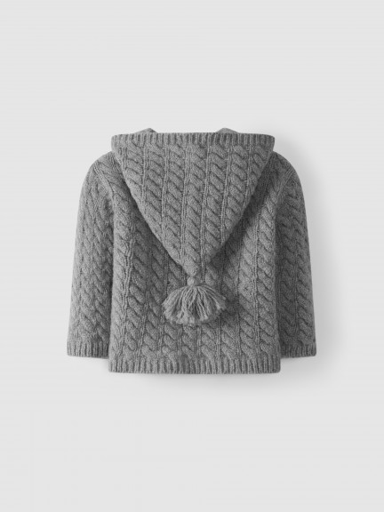 Figure of eight knit stitch cardigan with hood Figure of eight knit stitch cardigan with hood