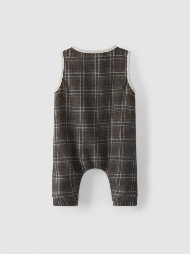 Plaid dungarees with pockets