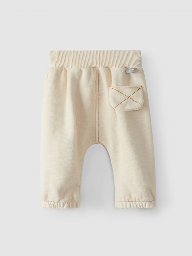 Plain pants with pocket