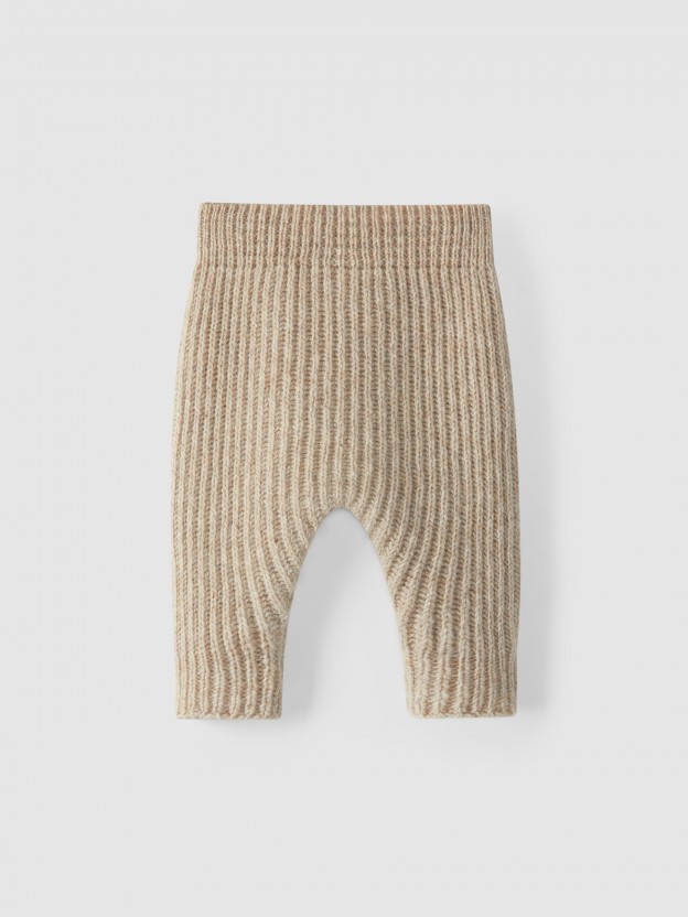 Calças tricotadas malha canelada