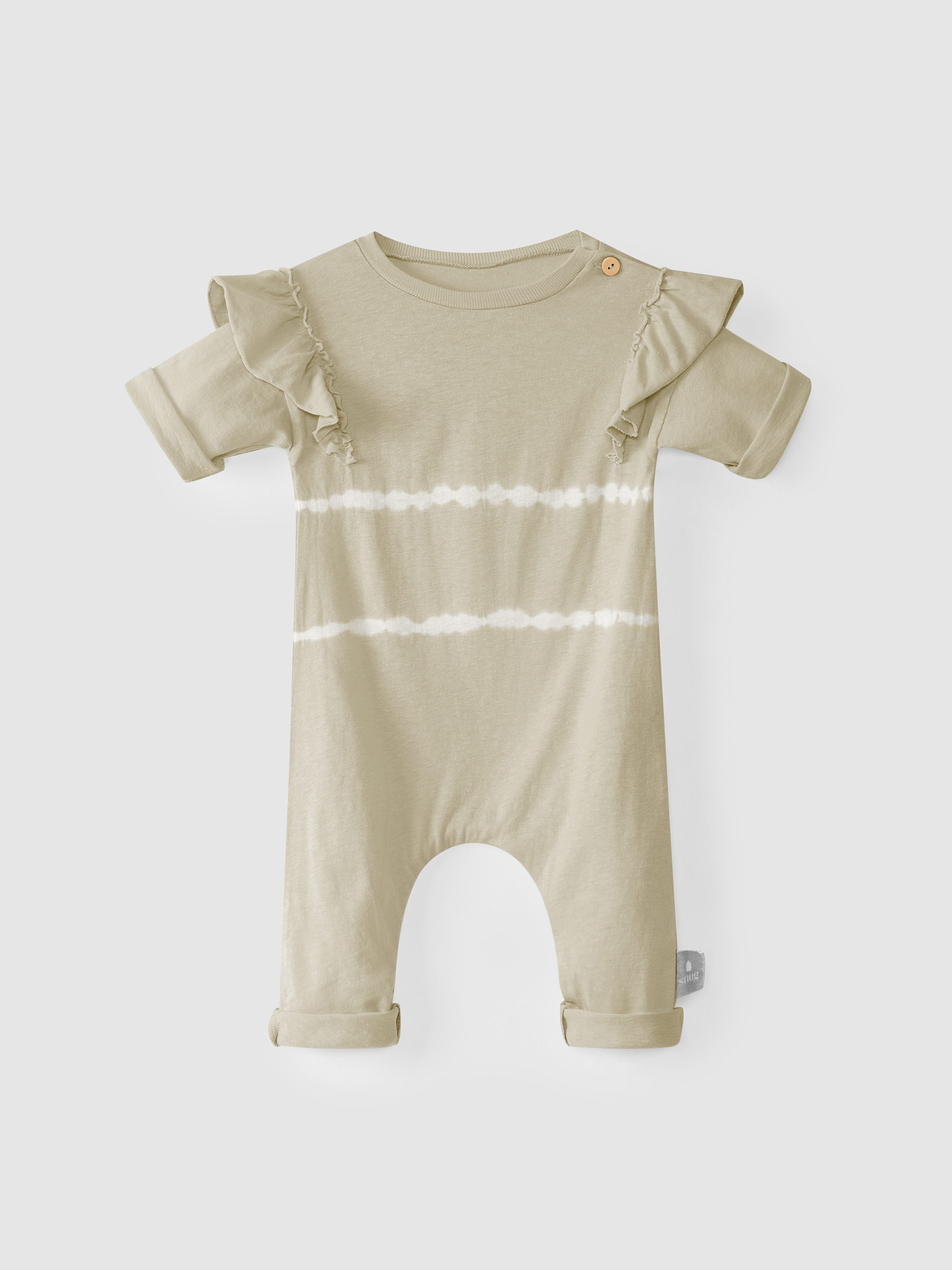 Tie-dyed overalls with ruffle