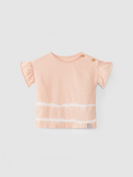 Two-T-shirt set, tie-dyed and picot pattern Two-T-shirt set, tie-dyed and picot pattern