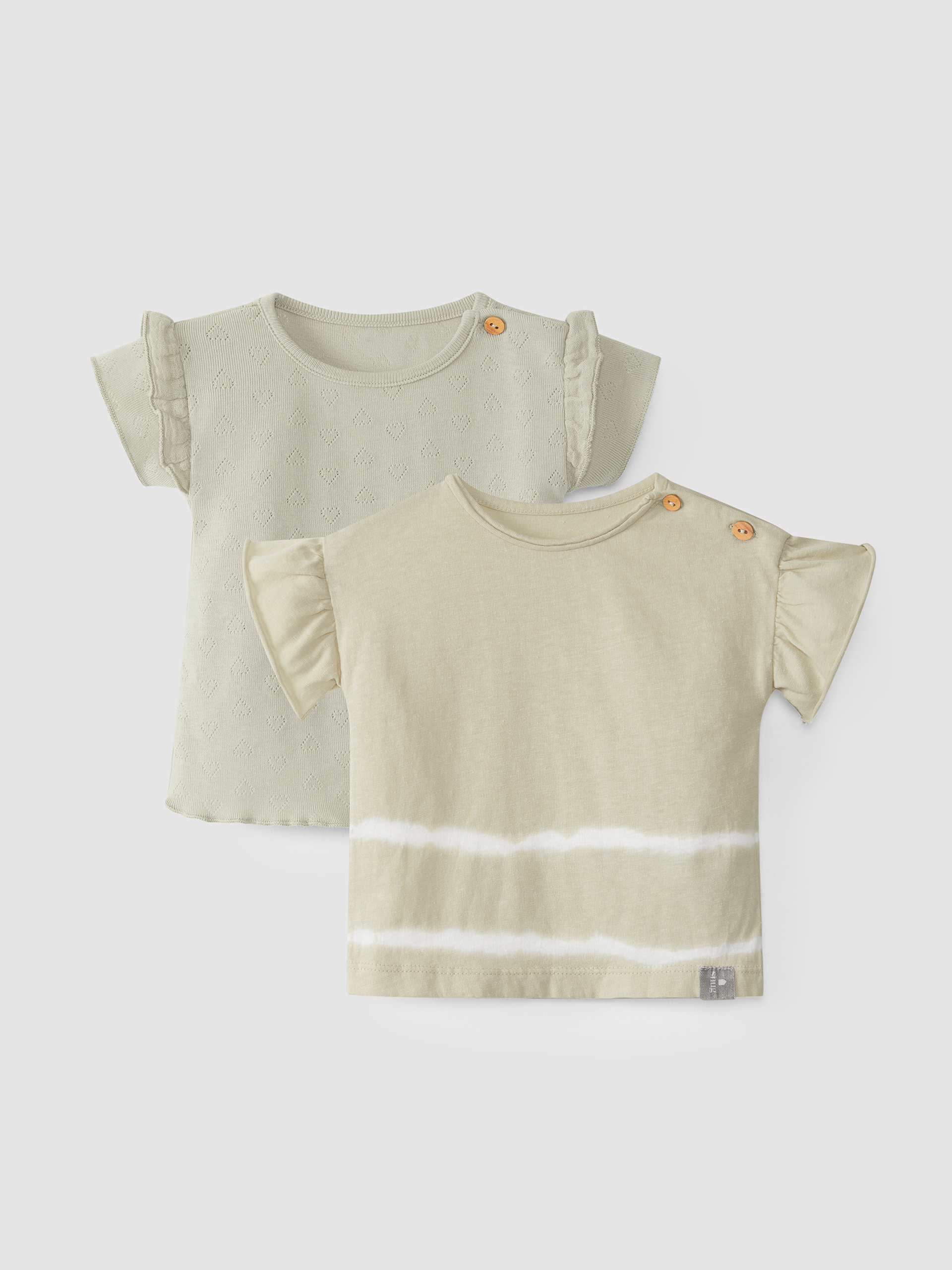 Two-T-shirt set, tie-dyed and picot pattern