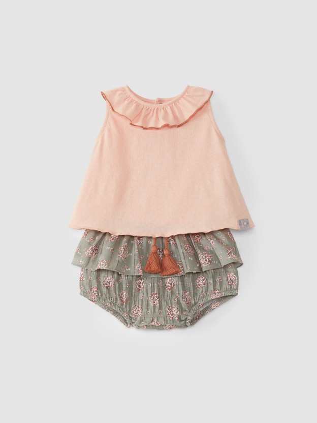 Floral fabric shorts and top set