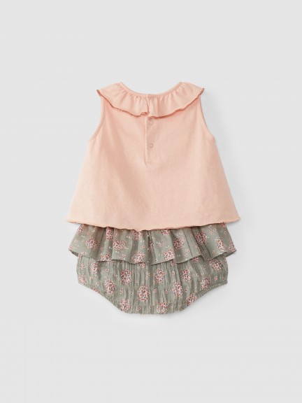 Kit calções tecido floral e top Kit calções tecido floral e top