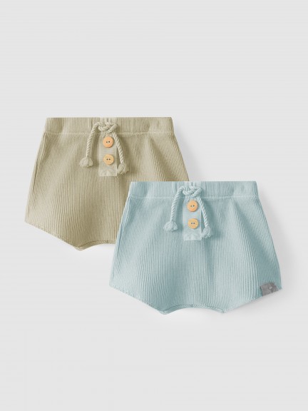 Set of two ribbed cotton shorts
