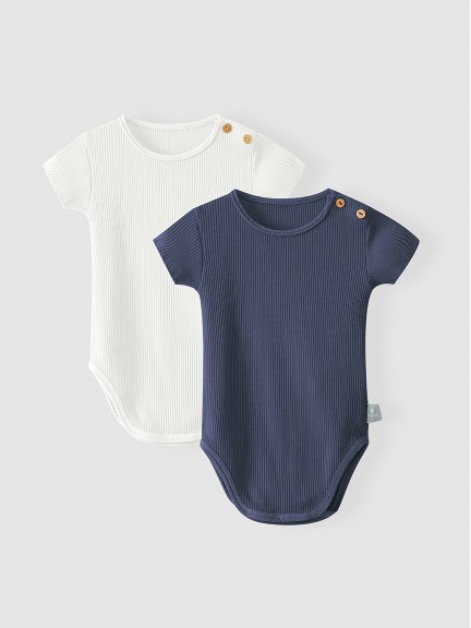 Set of two ribbed cotton bodysuits