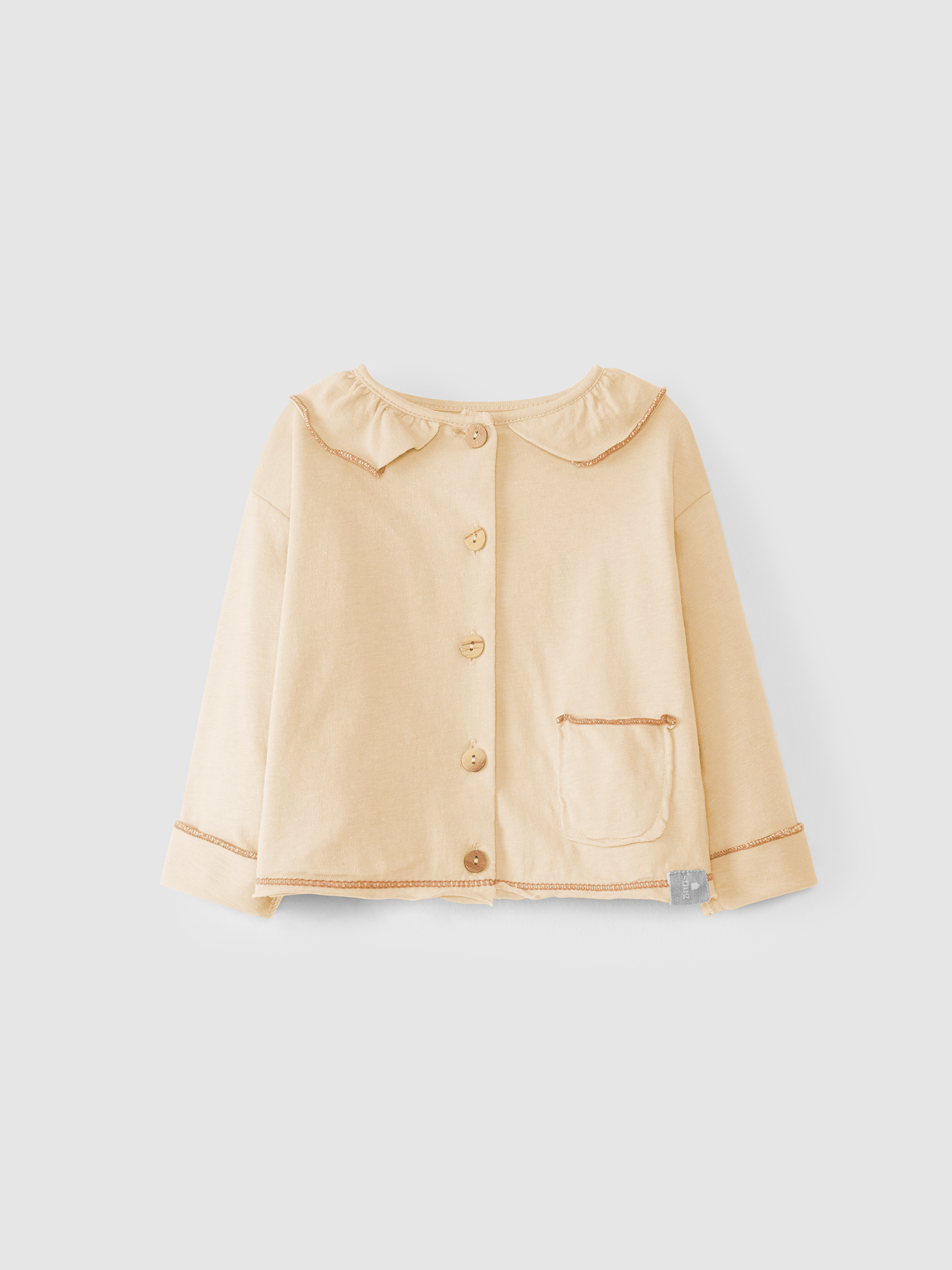 Cotton jacket with ruffled collar