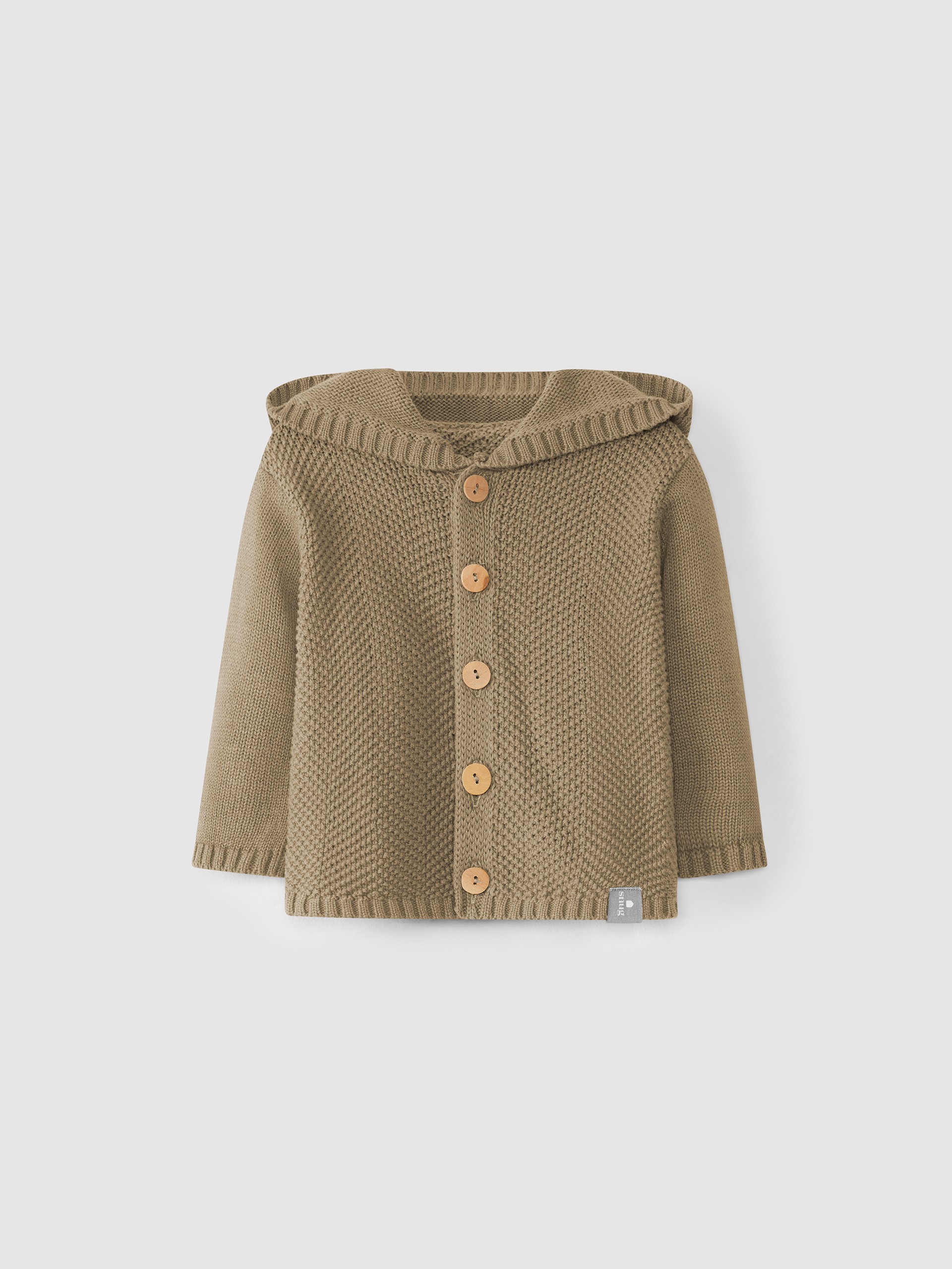 Knitted cardigan with hood