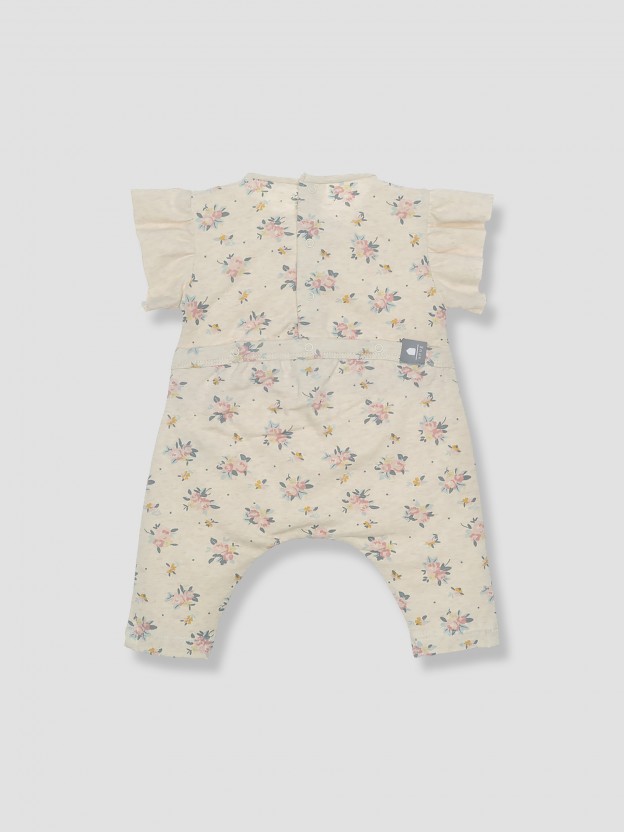 Floral babygrow with frill detail