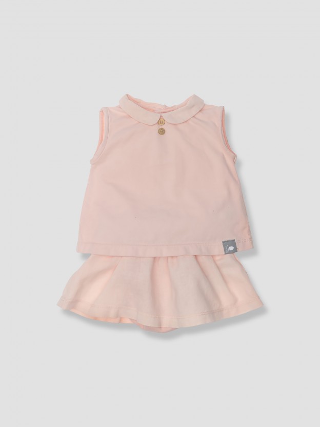 Organic cotton set: blouse + skirt