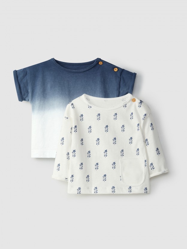 Kit de duas t-shirts dip dye e estampada