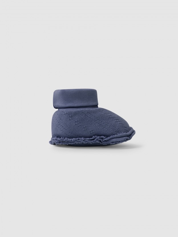 Set organic cotton cap + ajour booties