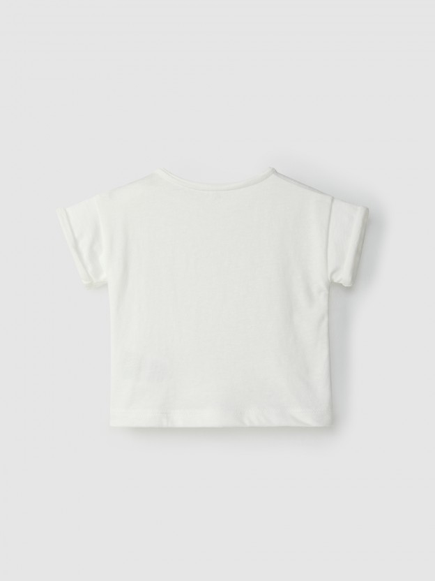 Kit algodão orgânico fofo alças com folho + t-shirt