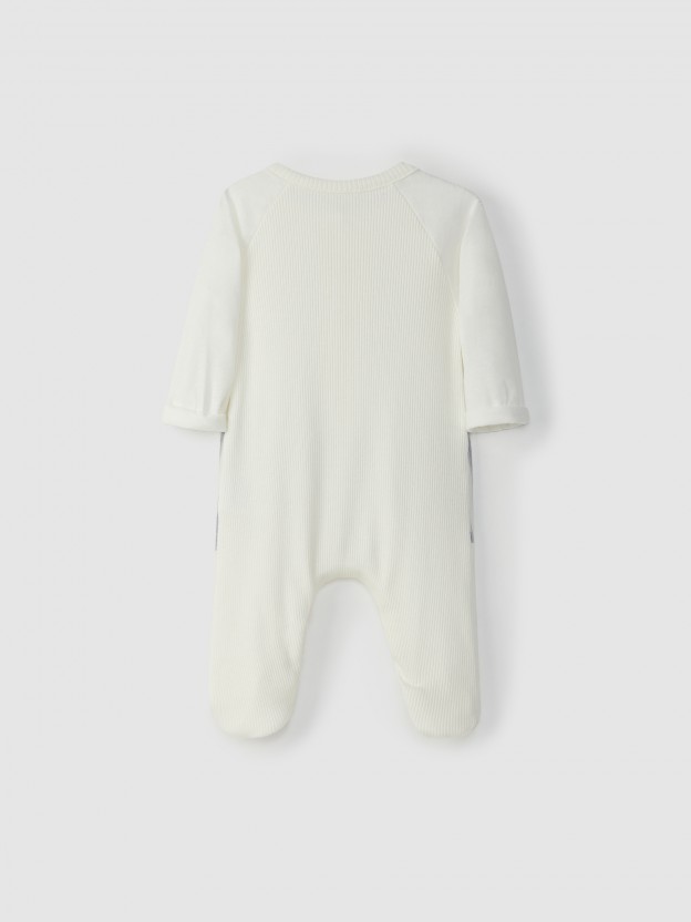 Ajour organic cotton romper with pockets