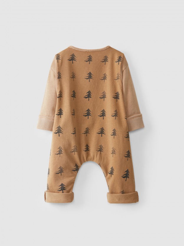 Pine trees two-in-one jumpsuit with pocket