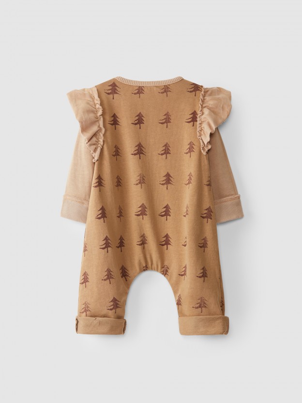 Pine trees two-in-one jumpsuit with ruffle