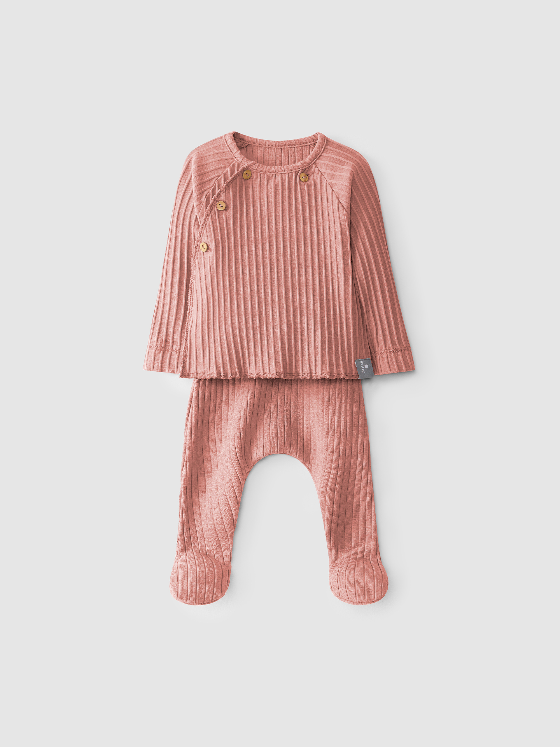 Conjunto de pantalón y camiseta en punto acanalado