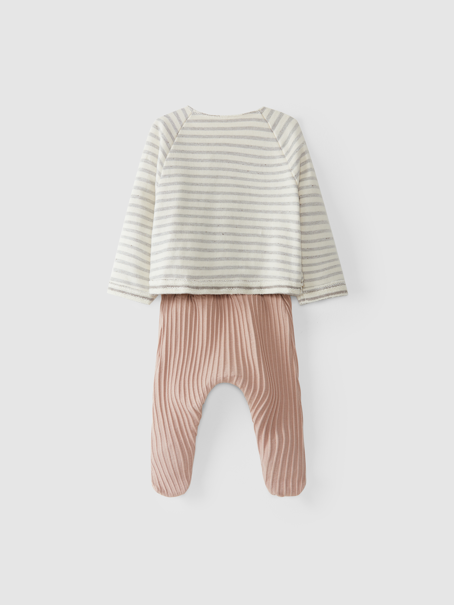 Three-piece kit in embossed striped fleece