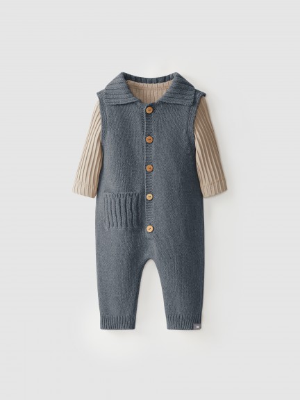 Kit of recycled cotton/wool jumpsuit  and t-shirt