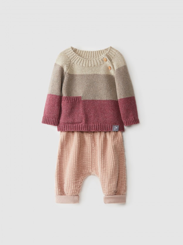 Recycled cotton/wool sweater and corduroy pants kit