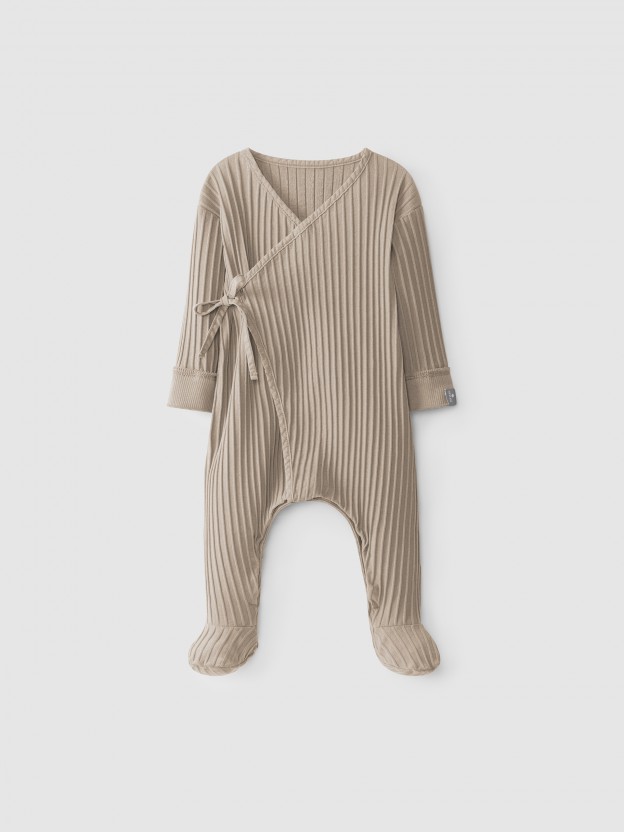 Ribbed jersey crossover babygrow