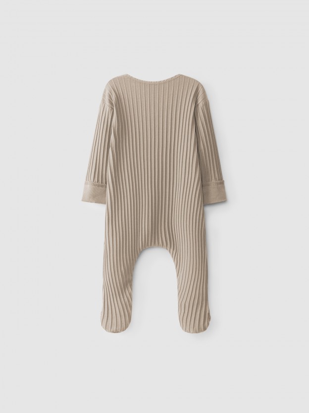 Ribbed jersey crossover babygrow