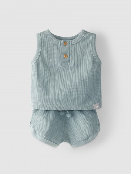Singlet and shorts set cotton textured