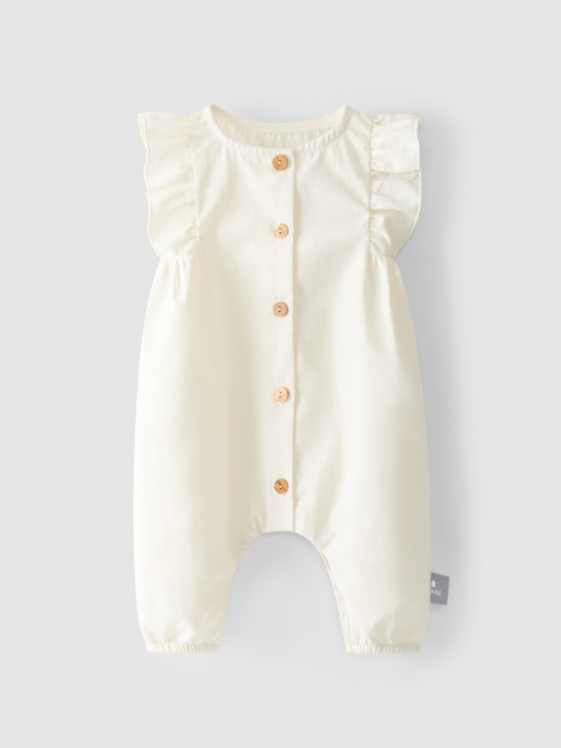 Organic cotton dungarees with ruffle