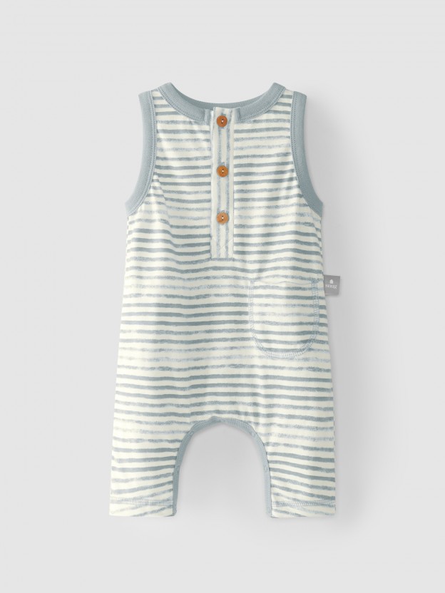 Striped dungarees with pocket