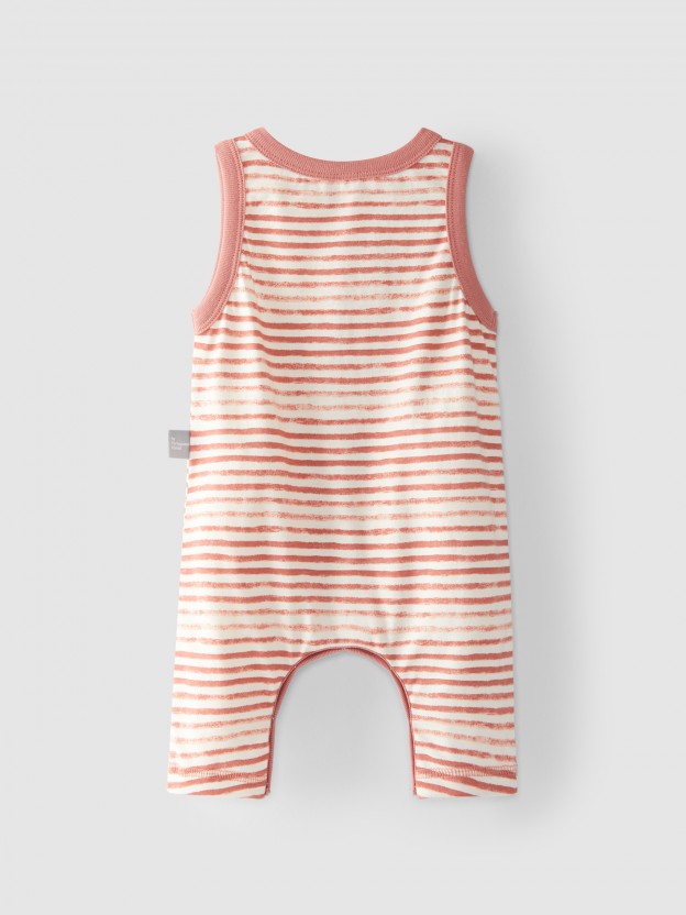 Striped dungarees with pocket