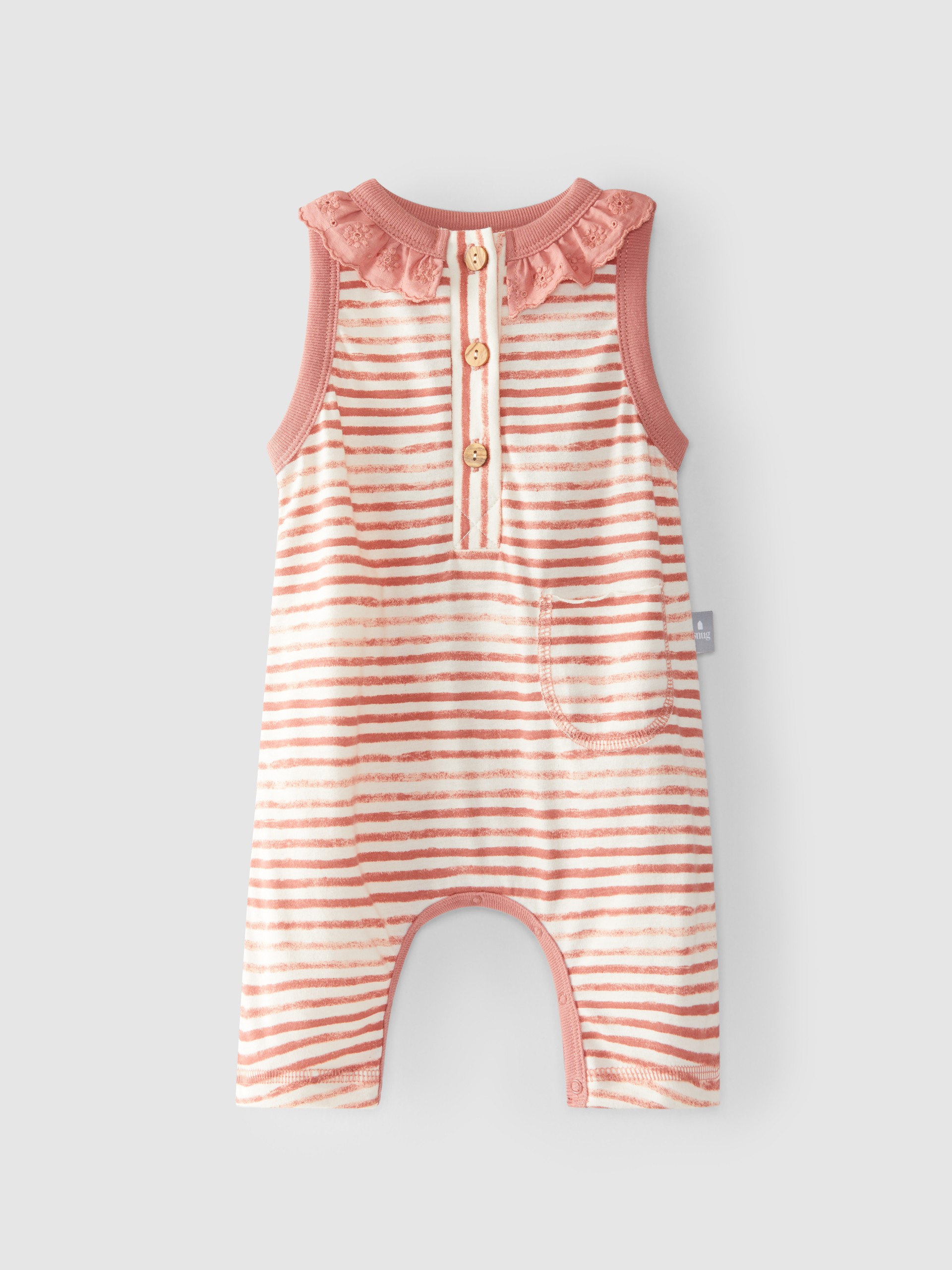 Peto rayas con cuello de volante bordado