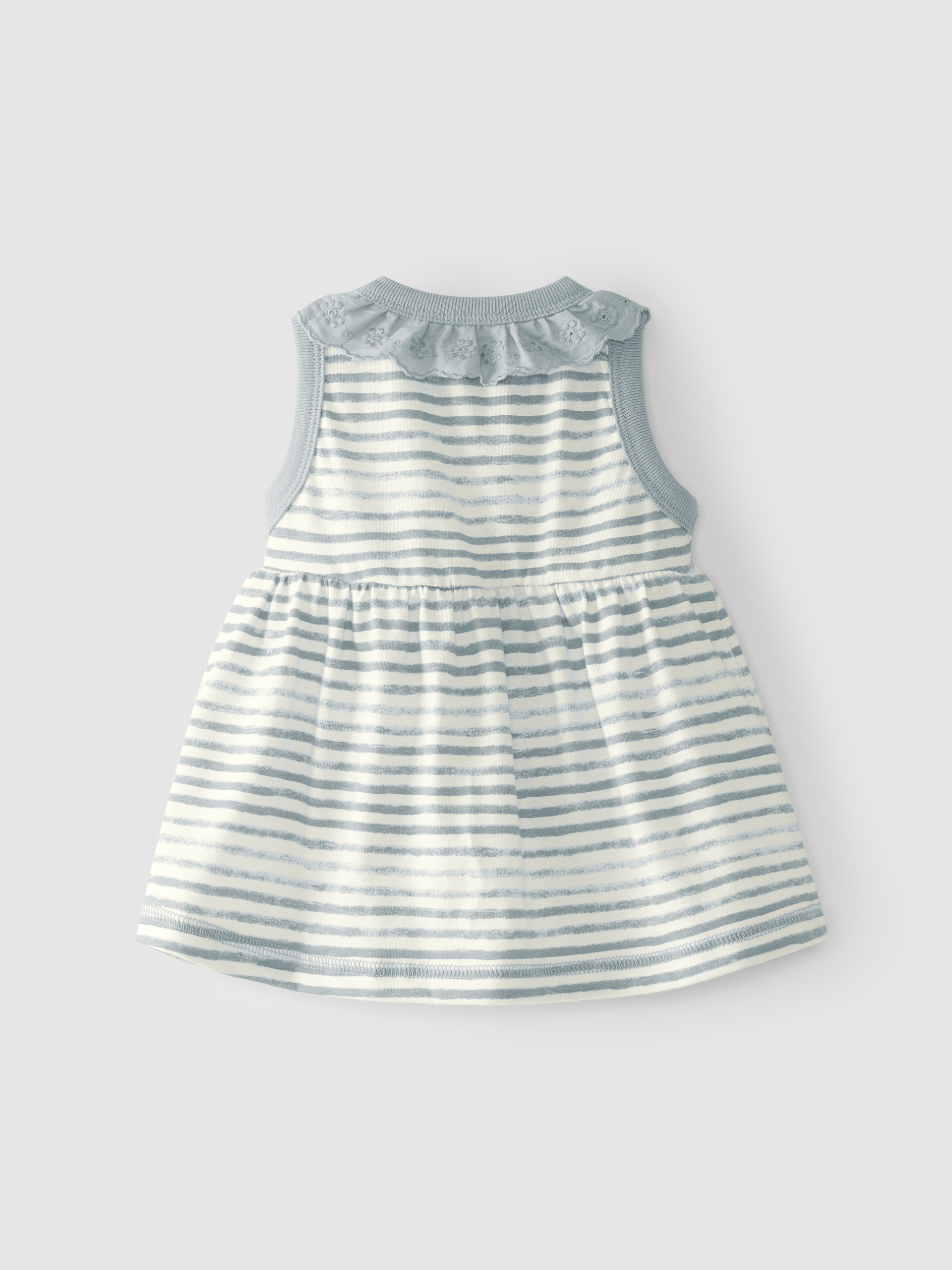 Vestido riscas com gola bordada