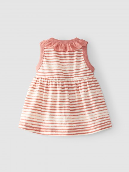Vestido rayas con cuello bordado Vestido rayas con cuello bordado
