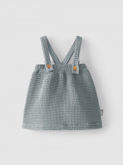 High-waisted, under-bust skirt with suspenders waffle weave