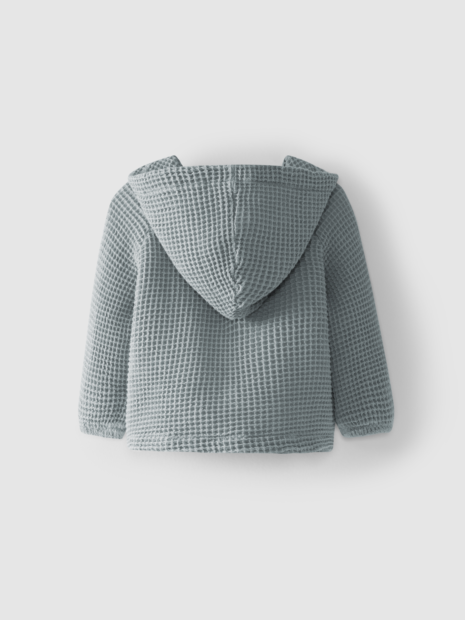 Casaco com capuz tecido waffle