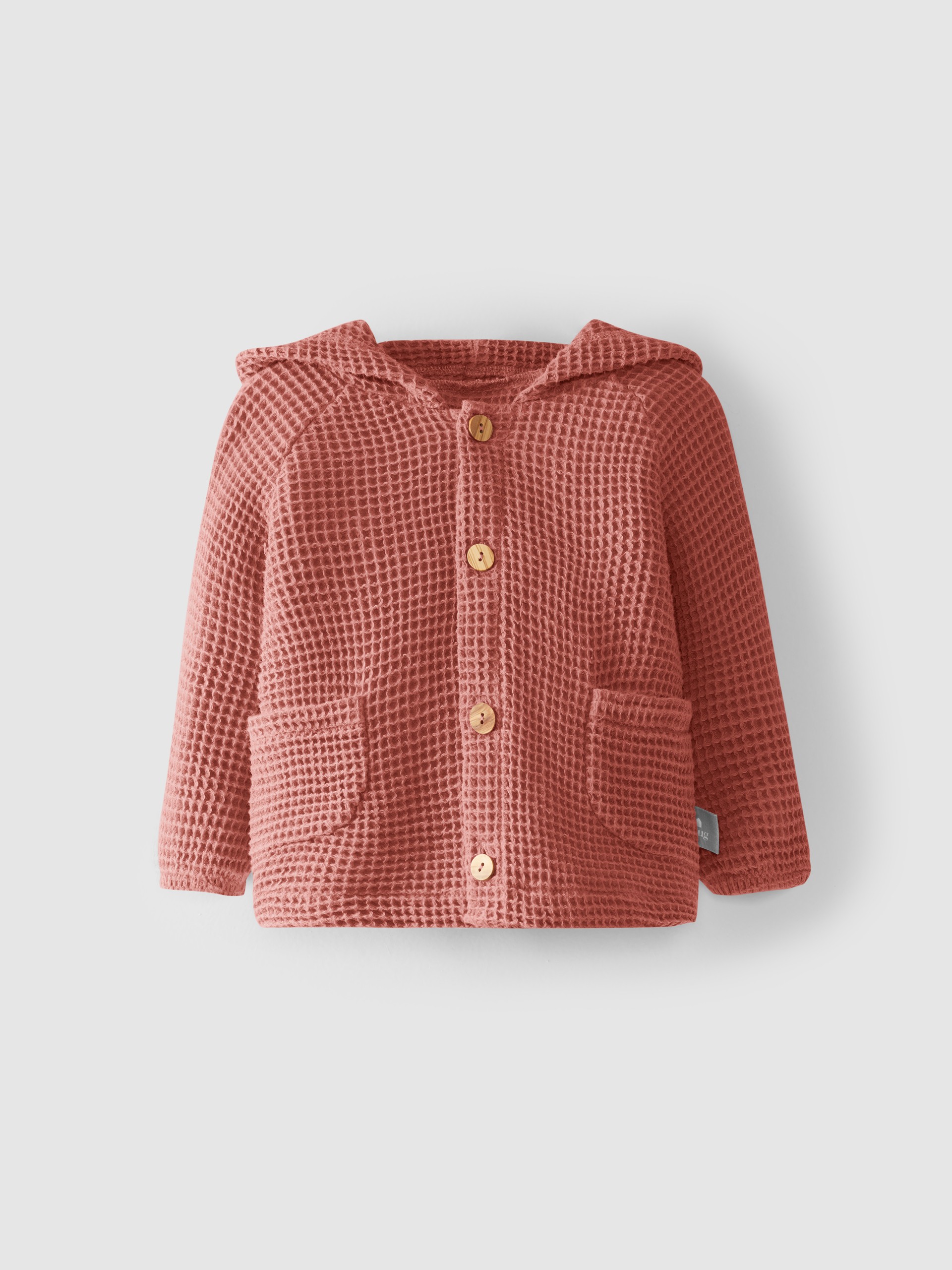 Casaco com capuz tecido waffle