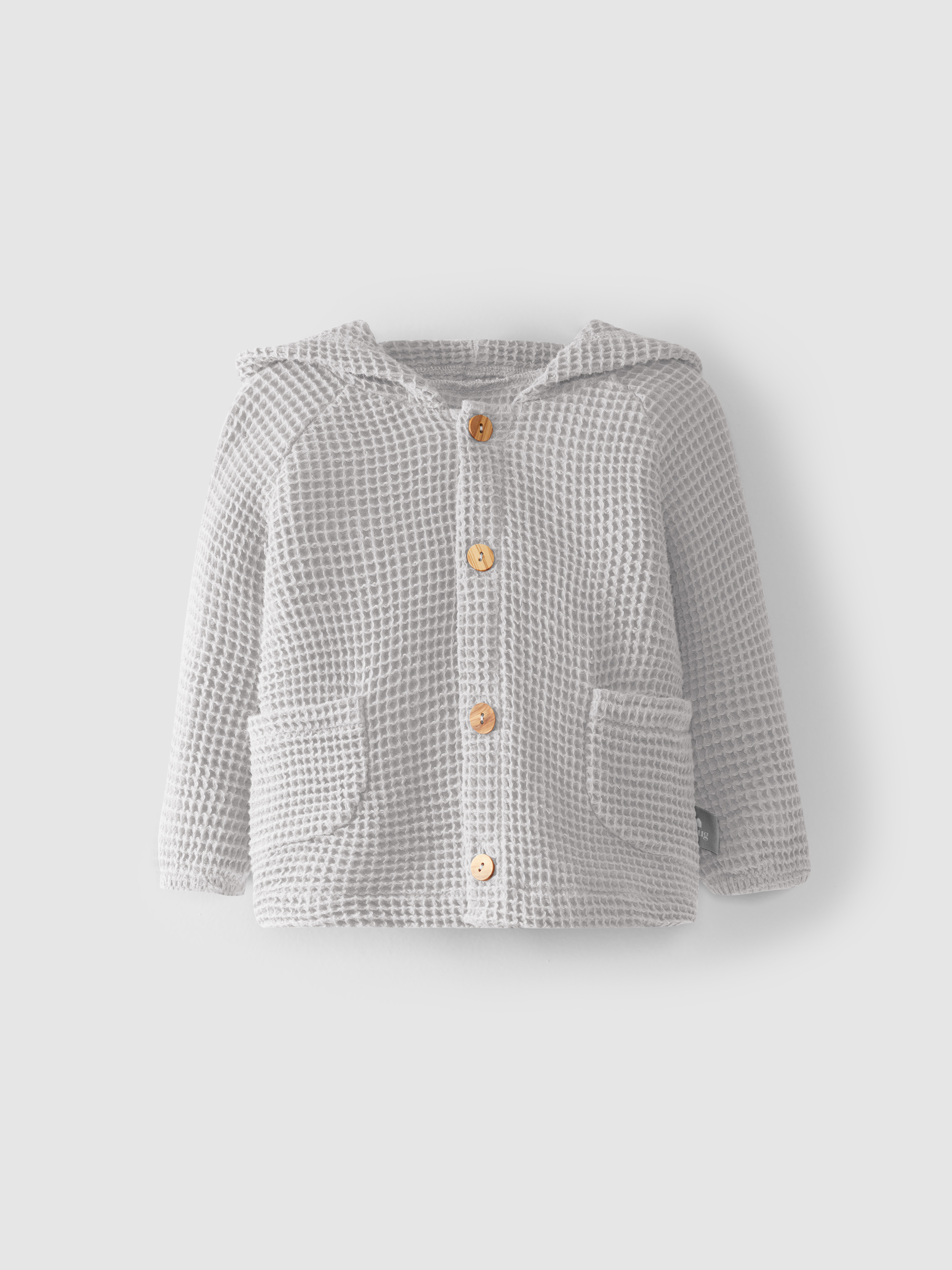 Casaco com capuz tecido waffle