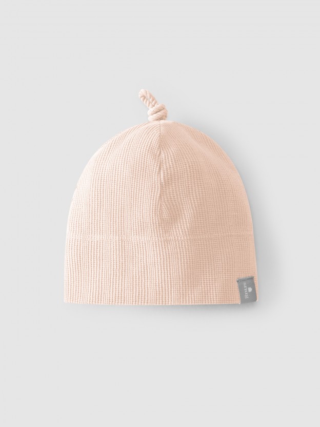 Beanie textured jersey with knot