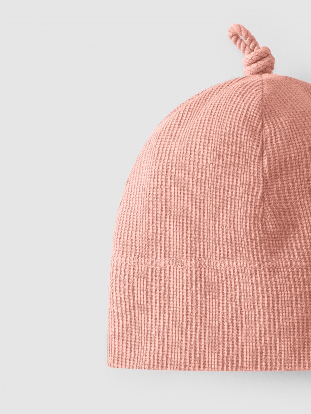 Beanie textured jersey with knot