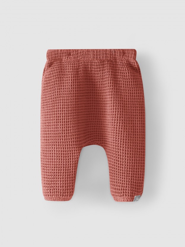 Pull-up pants waffle weave
