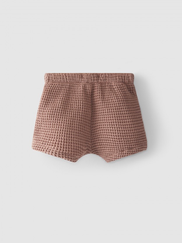 Pull-up shorts waffle weave