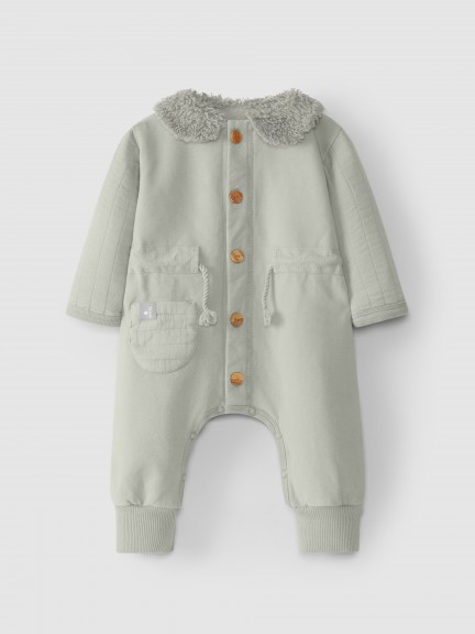 Romper with fur collar